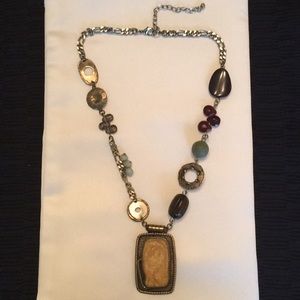 Handcrafted Metal Necklace with Stone